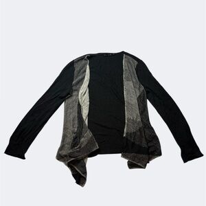 ZOZO Black & Gray Open Front Waterfall Cardigan Sweater L